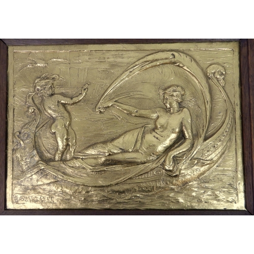 546 - WILLIAM SHIRREFFS (1846-1902) - A GILDED BRONZE PANEL