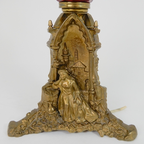 557 - AN ANTIQUE CANDELABRA TABLE LAMP