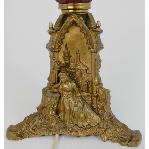 557 - AN ANTIQUE CANDELABRA TABLE LAMP