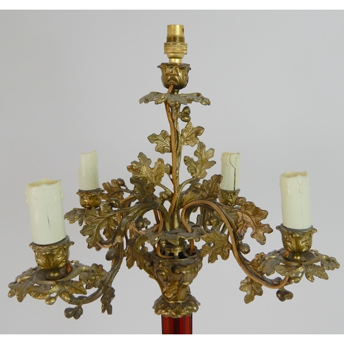 557 - AN ANTIQUE CANDELABRA TABLE LAMP