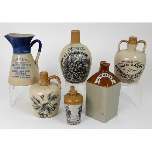 565 - A GLEN GARRY STONEWARE WHISKY FLAGON