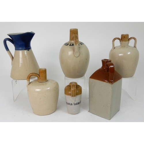 565 - A GLEN GARRY STONEWARE WHISKY FLAGON