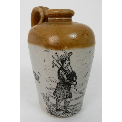 565 - A GLEN GARRY STONEWARE WHISKY FLAGON