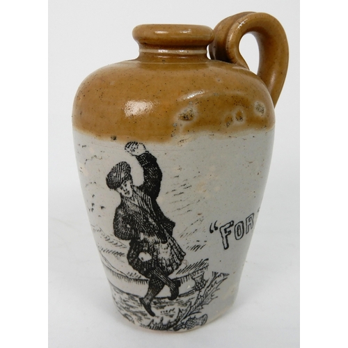 565 - A GLEN GARRY STONEWARE WHISKY FLAGON