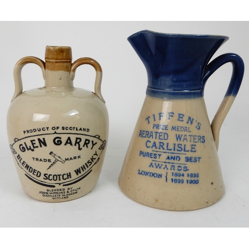 565 - A GLEN GARRY STONEWARE WHISKY FLAGON