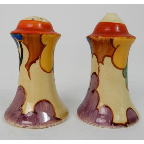 567 - A CLARICE CLIFF FANTASQUE 'BLUE AUTUMN' SALT AND PEPPER POT