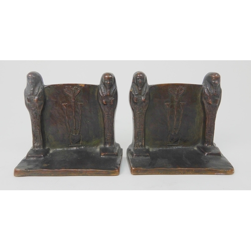 576 - A PAIR OF GRIFFOUL EGYPTIAN STYLE BRONZE BOOKENDS