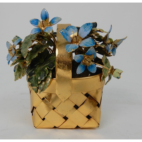 580 - A STERLING SILVER-GILT AND ENAMEL BASKET OF FLOWERS  BY CARTIER