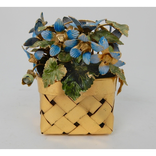 580 - A STERLING SILVER-GILT AND ENAMEL BASKET OF FLOWERS  BY CARTIER