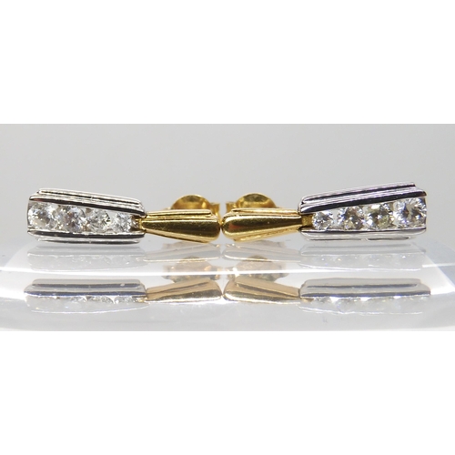 622 - A PAIR OF 18CT GOLD DIAMOND DROP EARRINGS