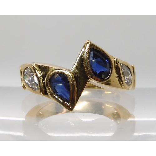 644 - AN UNUSUAL BESPOKE SAPPHIRE AND DIAMOND RING