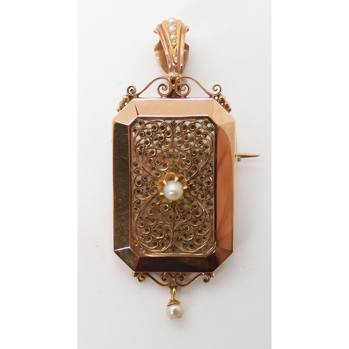 660 - A FRENCH 18CT PENDANT BROOCH