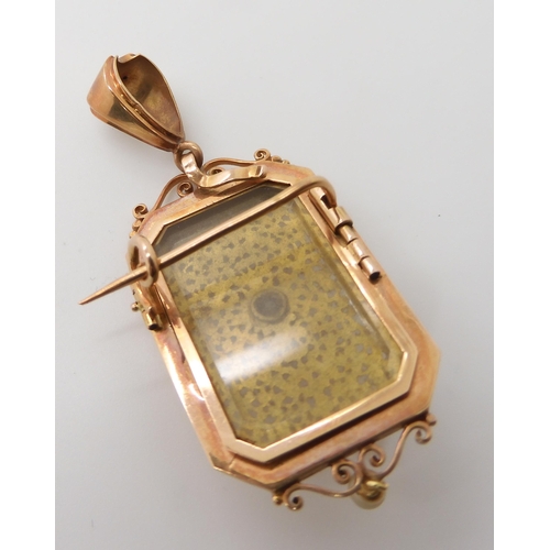 660 - A FRENCH 18CT PENDANT BROOCH