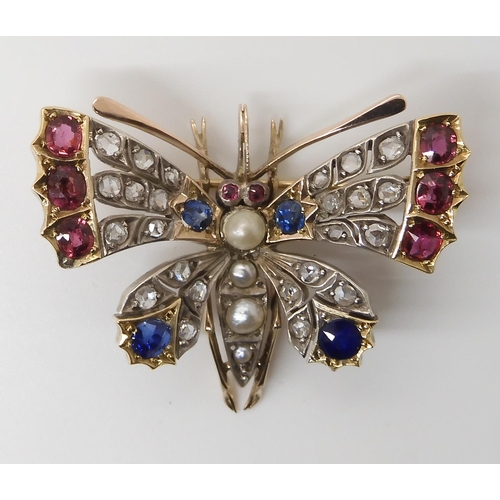 664 - A VINTAGE GEM SET BUTTERFLY BROOCH