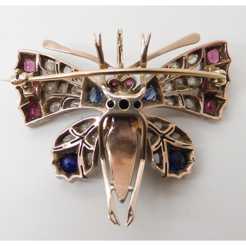 664 - A VINTAGE GEM SET BUTTERFLY BROOCH