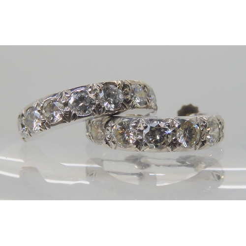 695C - A PAIR OF 9CT WHITE GOLD DIAMOND HOOP EARRINGS