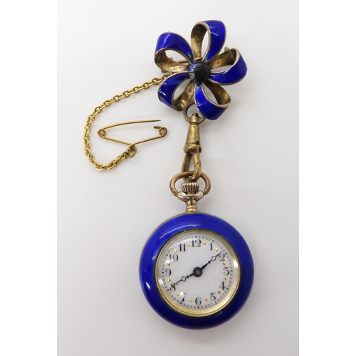 781 - A SILVER GILT ENAMELLED FOB WATCH