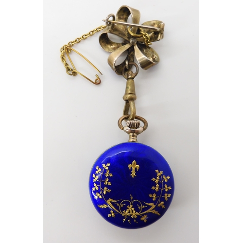 781 - A SILVER GILT ENAMELLED FOB WATCH