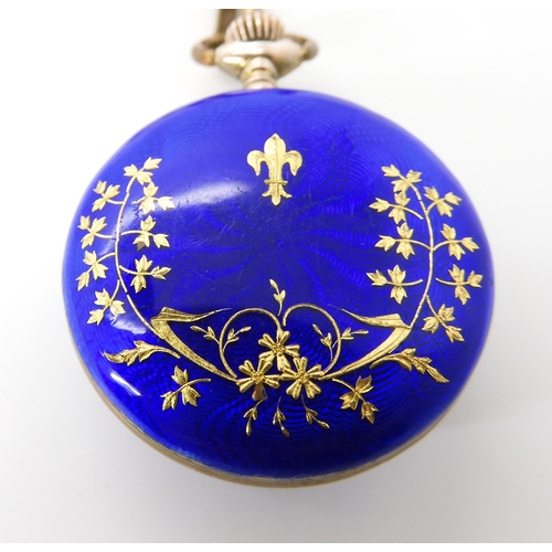 781 - A SILVER GILT ENAMELLED FOB WATCH