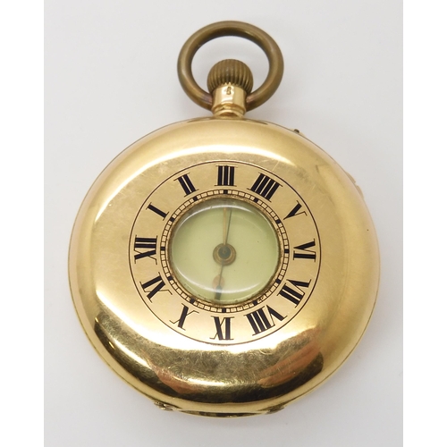 789 - AN 18CT GOLD HALF HUNTER POCKET WATCH