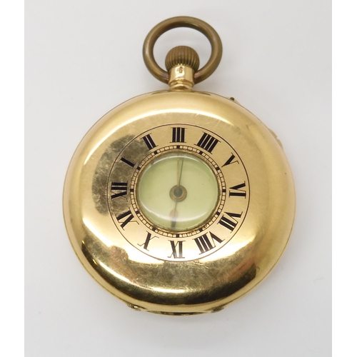 789 - AN 18CT GOLD HALF HUNTER POCKET WATCH