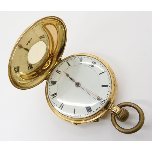 789 - AN 18CT GOLD HALF HUNTER POCKET WATCH