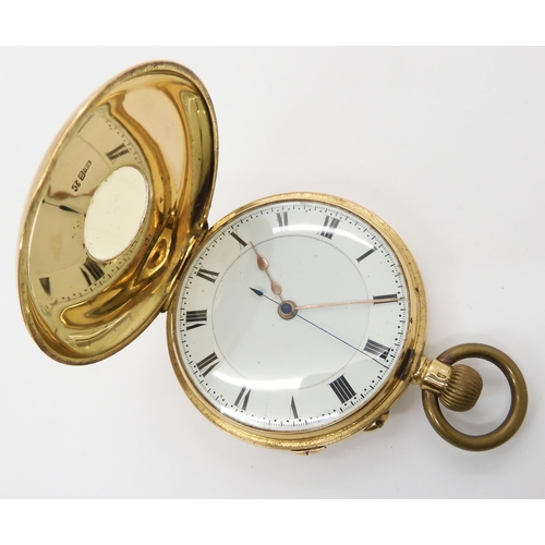 789 - AN 18CT GOLD HALF HUNTER POCKET WATCH