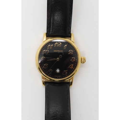 799 - *WITHDRAWN*A GOLD PLATED MONT BLANC MEISTERSTUCK WRISTWATCH