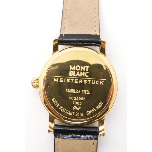 799 - *WITHDRAWN*A GOLD PLATED MONT BLANC MEISTERSTUCK WRISTWATCH