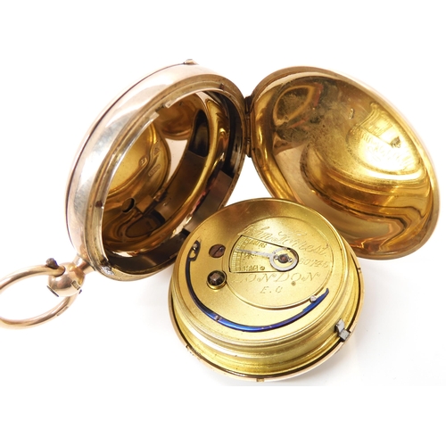 810 - A 9CT GOLD JOHN FORREST FULL HUNTER POCKET WATCH