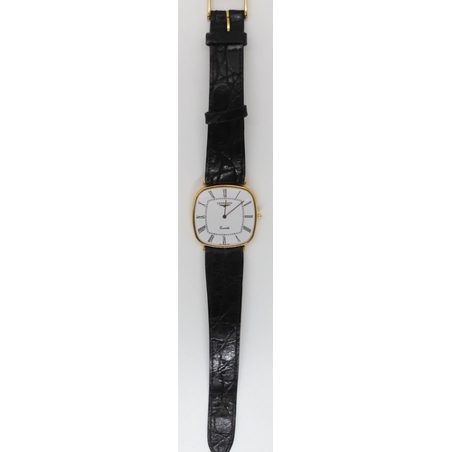 811 - AN 18CT GOLD SLIMLINE LONGINES QUARTZ WRISTWATCH