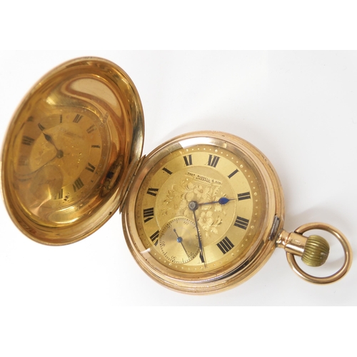 812 - A 9CT GOLD FULL HUNTER POCKET WATCH