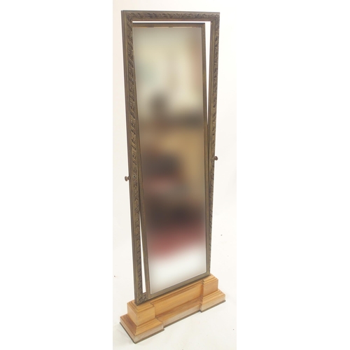 125 - A LARGE BRASS FRAMED CHEVAL TWO SIDED MIRROR