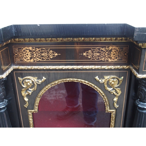 29 - A VICTORIAN EBONISED  GILT METAL AND INLAID BREAKFRONT CREDENZA