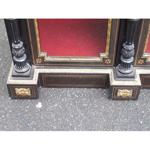 29 - A VICTORIAN EBONISED  GILT METAL AND INLAID BREAKFRONT CREDENZA