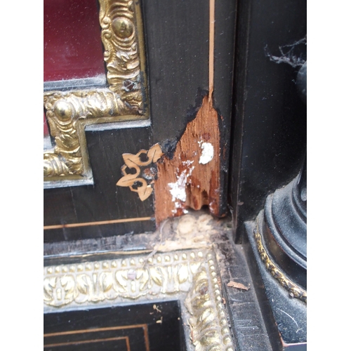 29 - A VICTORIAN EBONISED  GILT METAL AND INLAID BREAKFRONT CREDENZA