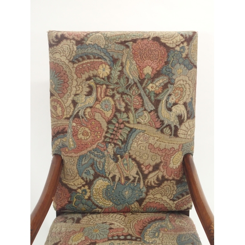 41 - A 17TH CENTURY STYLE WALNUT ARMCHAIR