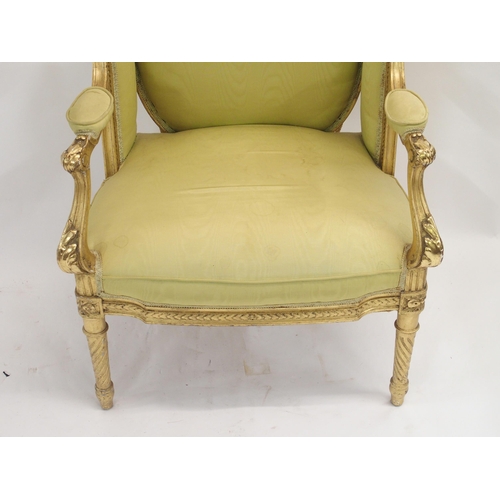 49 - A LOUIS XV STYLE GILTWOOD ARMCHAIR