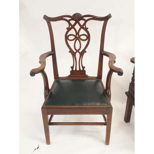 63 - A VICTORIAN OAK CORNER ARMCHAIR