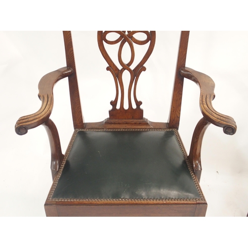 63 - A VICTORIAN OAK CORNER ARMCHAIR