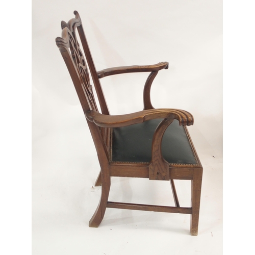 63 - A VICTORIAN OAK CORNER ARMCHAIR