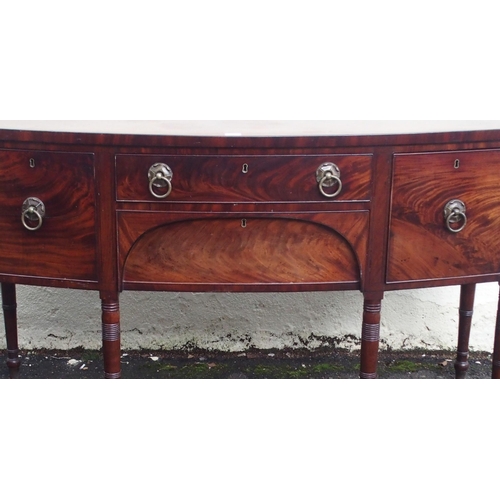 80 - A 19TH CENTURY MAHOGANY BOWFRONT SIDEBOARD