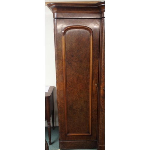 85A - A VICTORIAN WALNUT TRIPLE WARDROBE