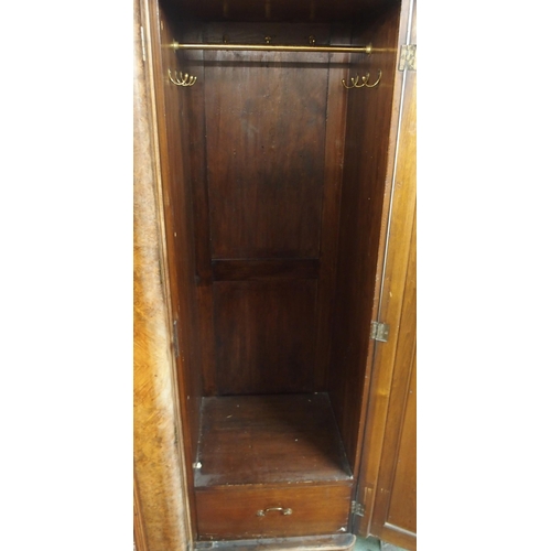 85A - A VICTORIAN WALNUT TRIPLE WARDROBE