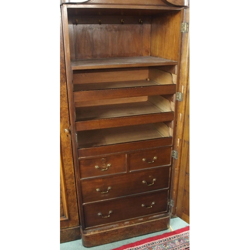 85A - A VICTORIAN WALNUT TRIPLE WARDROBE