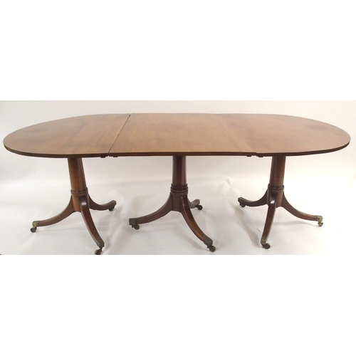 86 - A MAHOGANY D-END DINING TABLE