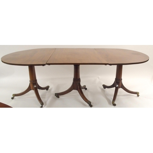 86 - A MAHOGANY D-END DINING TABLE