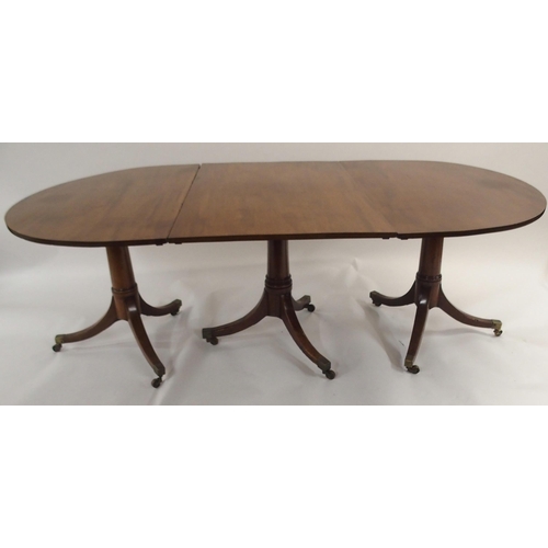 86 - A MAHOGANY D-END DINING TABLE