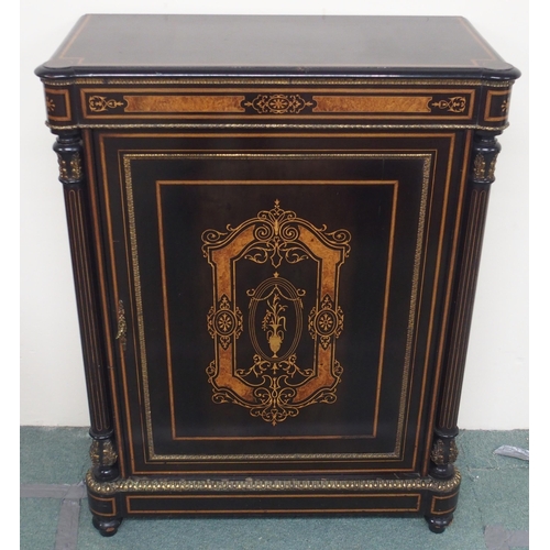 86A - A VICTORIAN EBONISED INLAID PIER CABINET