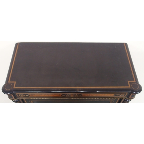 86A - A VICTORIAN EBONISED INLAID PIER CABINET